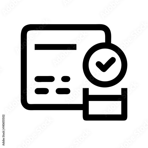 Credit score icon depicting a scorecard and a checkmark in a minimalist style on a white background