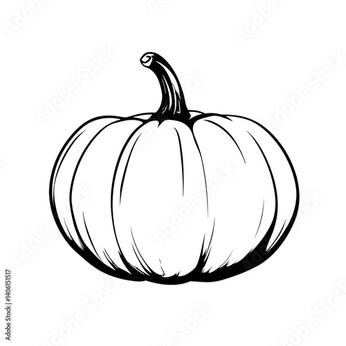 Detailed pumpkin icon in black line style on white background