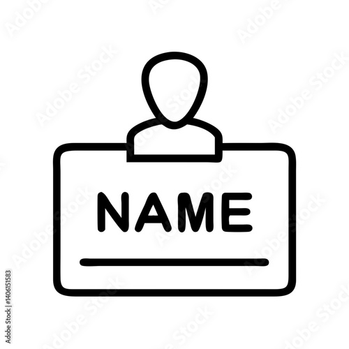 Nametag icon in a minimalist style representing identification on a white background