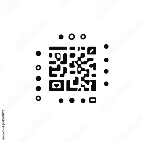 Minimalist black and white QR code with alignment patterns icon