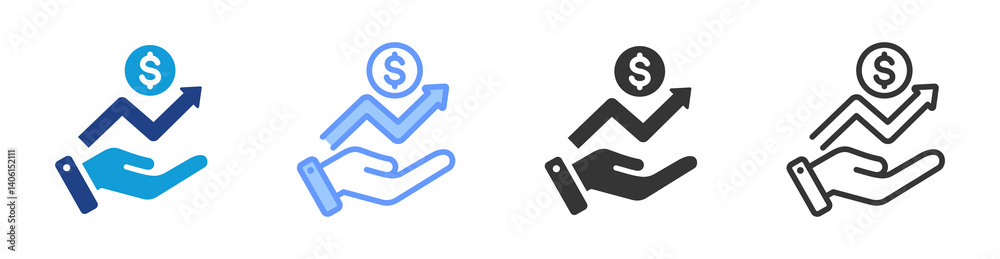 Growth icon set multiple style collection Growth icon set multiple style collection