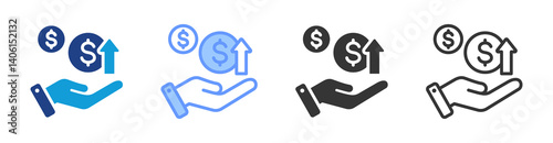 Profitability icon set multiple style collection