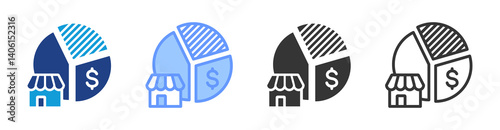 Market Share icon set multiple style collection