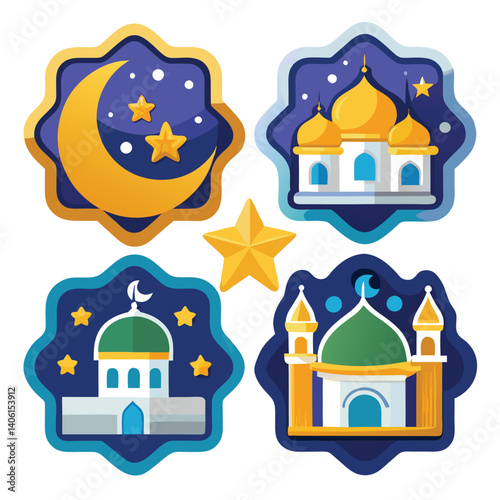 Islamic Symbols, Mosques, and Crescent Moon