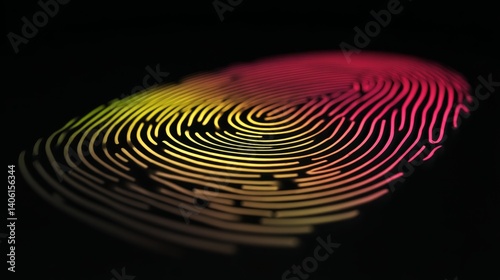 Neon fingerprint glowing on dark digital screen
