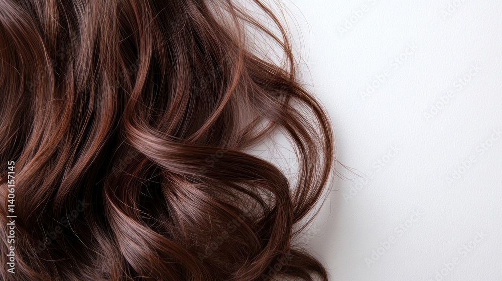 Naklejka premium Wavy brown hair strands against a white background.