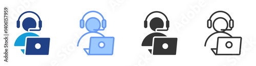 Helpdesk icon set multiple style collection