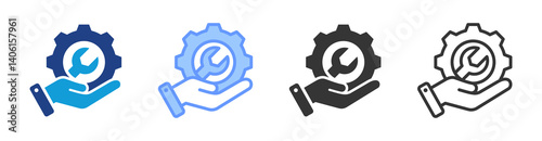 Service icon set multiple style collection