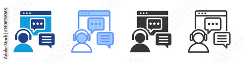 Live Chat icon set multiple style collection