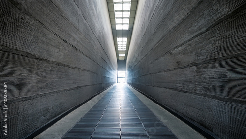 Long corridor with dramatic1 skylight shadow