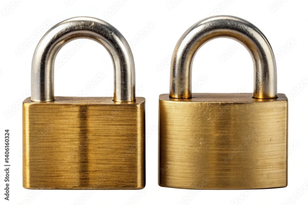 Brass Padlocks, New & Worn, Transparent Background Brass Padlocks, New & Worn, Transparent Background