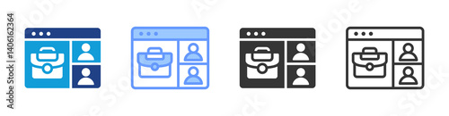 Virtual Work icon set multiple style collection