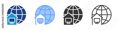 Remote Work icon set multiple style collection