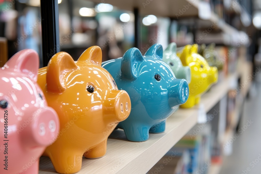 Obraz premium Bright piggy banks representing finance and savings economic security and financial planning