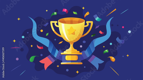 gold trophy cup with blue background