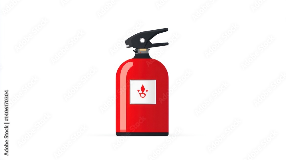Obraz premium A red fire extinguisher with a safety label ideal for safety and emergency preparedness visual