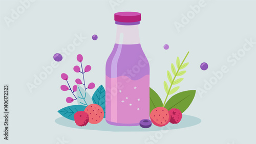 A fruity and floral lavender and raspberry soda is the perfect match for some tangy and tart dried cranberries.. Vector illustration