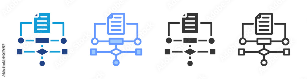 Algorithm icon set multiple style collection Algorithm icon set multiple style collection
