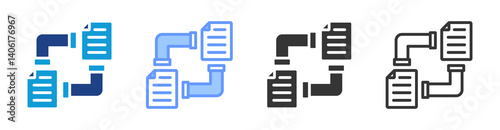 Data Pipeline icon set multiple style collection