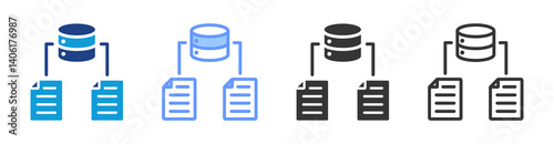 Data Modeling icon set multiple style collection