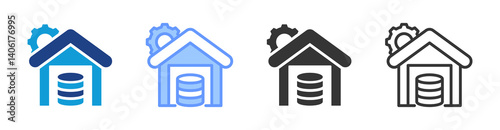 Data Warehousing icon set multiple style collection