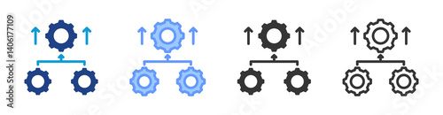 Parallel Processing icon set multiple style collection
