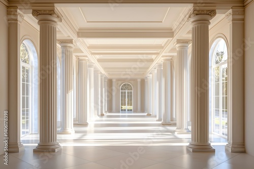 Architectural interior hall space