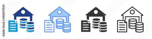 Data Warehouse icon set multiple style collection