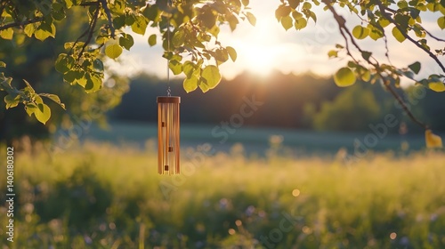 Rural wind chimes under the sunshine