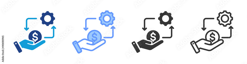 Working Capital icon set multiple style collection Working Capital icon set multiple style collection