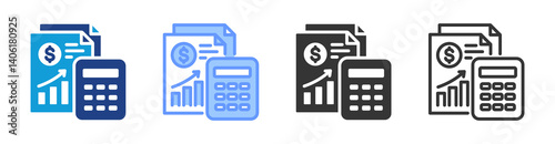 Financial Statement icon set multiple style collection