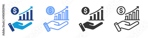 Revenue Stream icon set multiple style collection