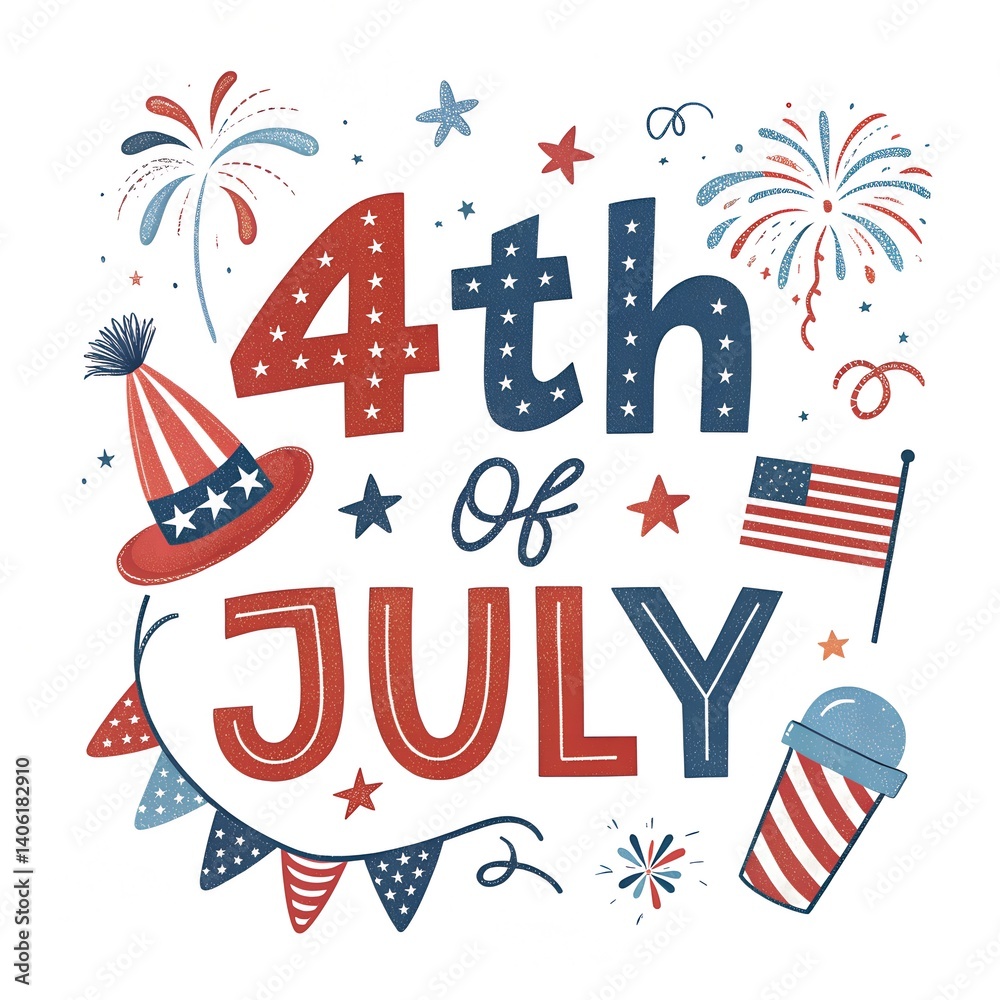 Obraz premium 4th july independence day wishing card