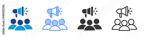 Audience icon set multiple style collection