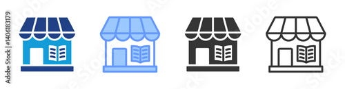 Book Store icon set multiple style collection