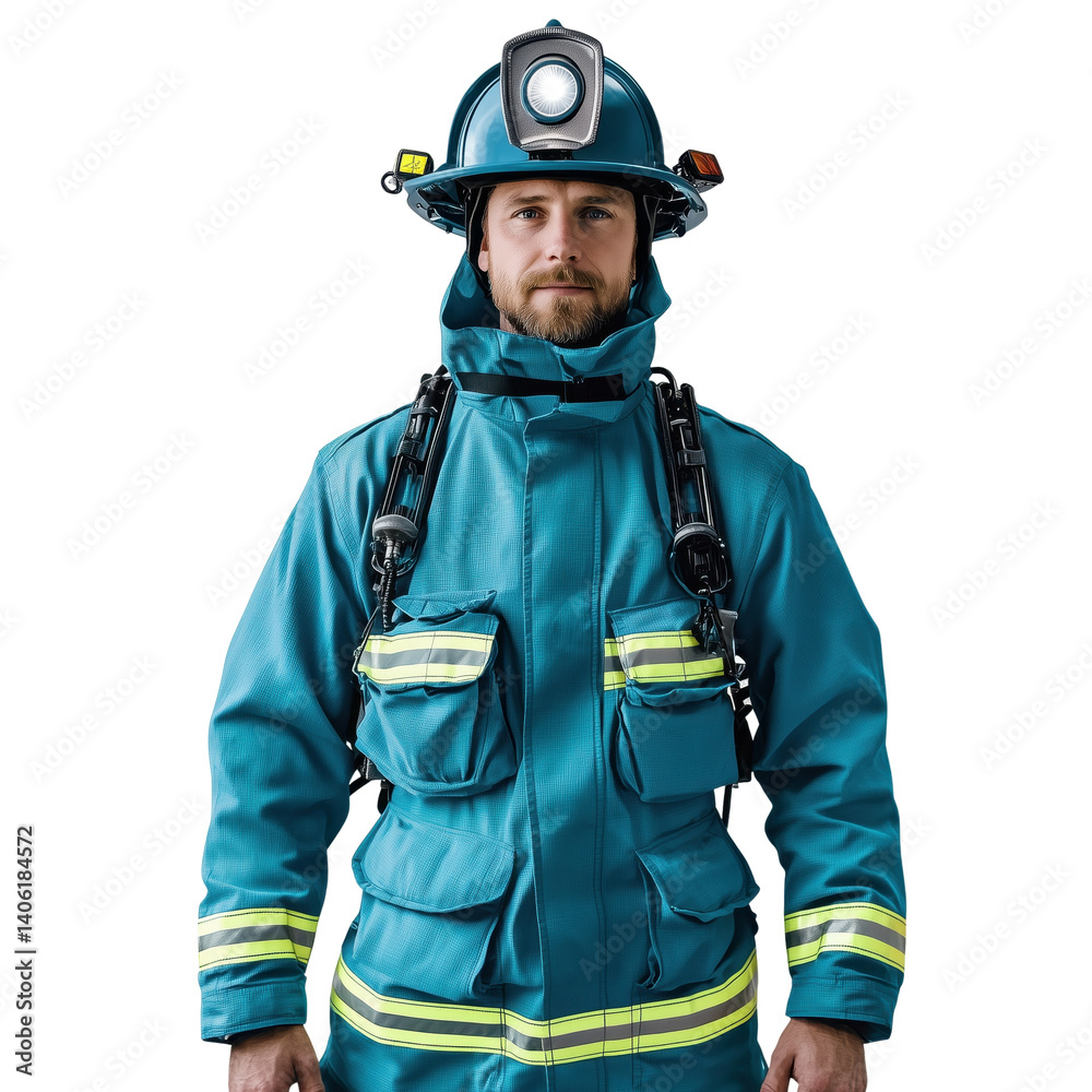 Fototapeta premium Fireman in transparent background