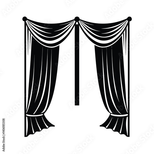 Isolated Curtains on White Background