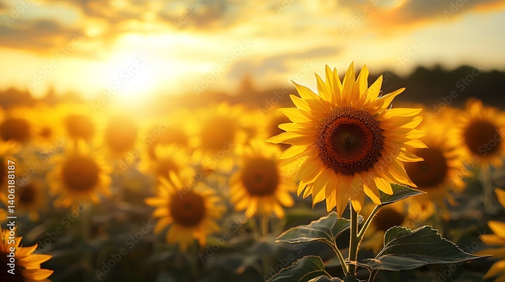 Fototapeta premium Sunflower fields under the sunshine