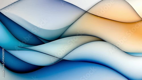 Abstract Blue and Cream Wavy Design with Soft Gradient Texture