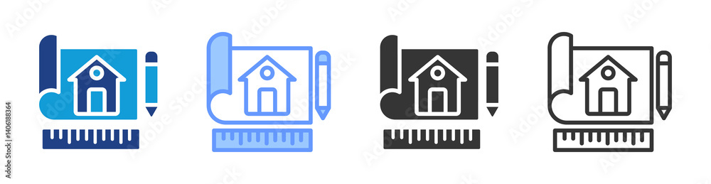 Blueprint icon set multiple style collection Blueprint icon set multiple style collection