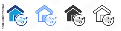 Ventilation icon set multiple style collection