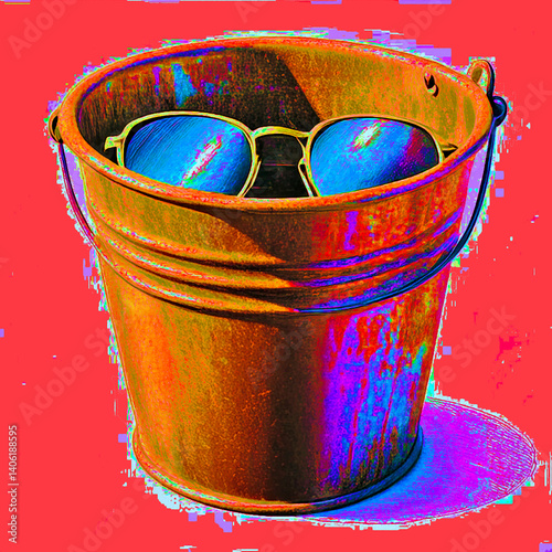 Generated ai image of sunglasses in bucket