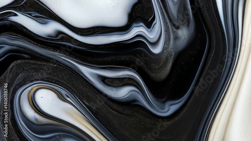Abstract Black and White Marble Texture with Golden Accents