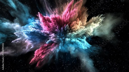 Stunning Colorful Explosion of Cosmic Dust in Outer Space Background