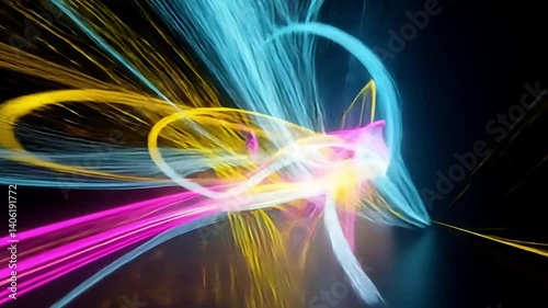 Vibrant Light Trails in Motion with Colorful Blurred Background