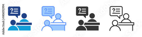 Interview icon set multiple style collection