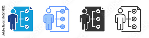 Skill Assessment icon set multiple style collection