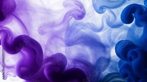 Colorful Smoke Swirls in Purple and Blue Against White Background