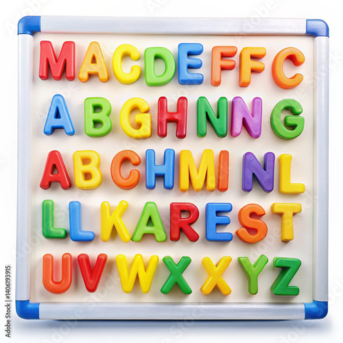 Plastic alphabet learning board with magnetic letters