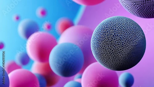 Abstract Colorful Spheres with Mesh Texture and Gradient Background